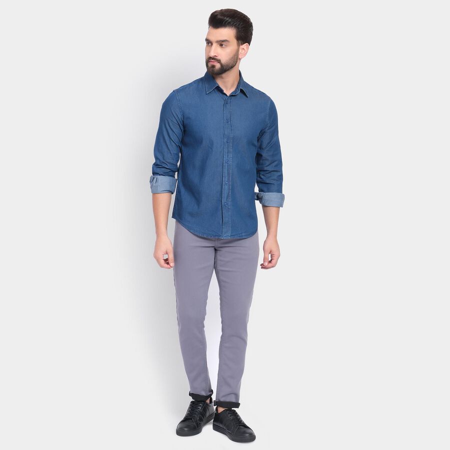 Men's 100% Cotton Casual Shirt , Light Blue, large