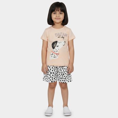 Girls Light Pink Night Suit