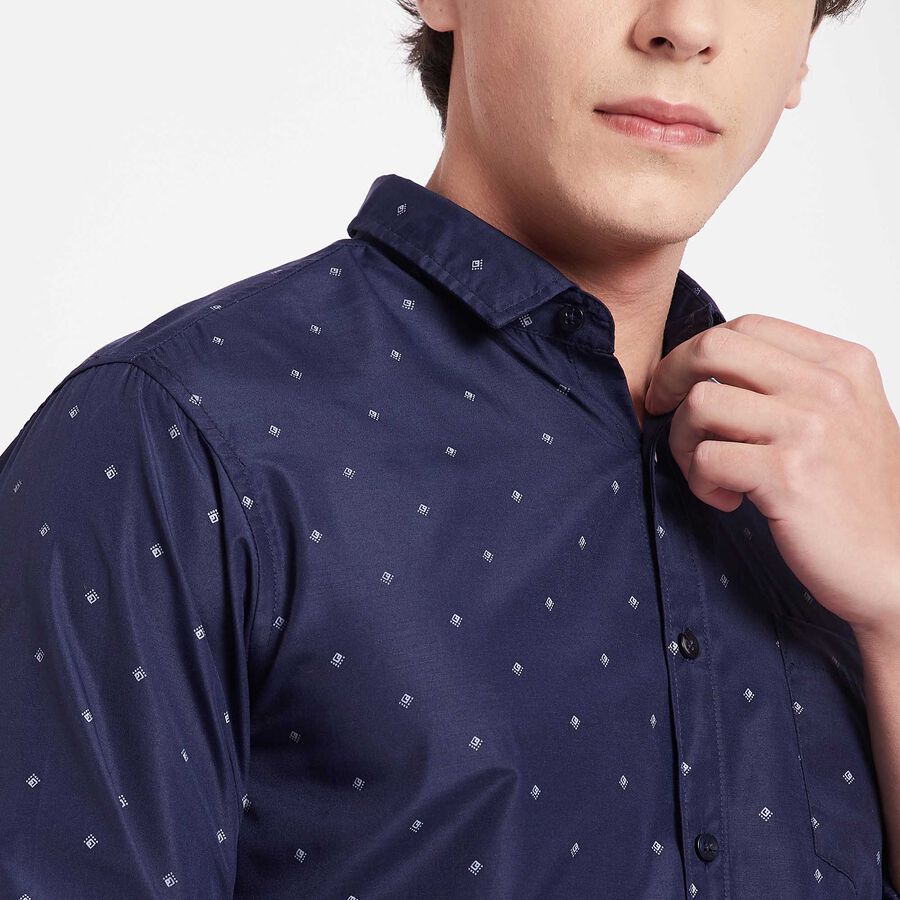 Printed Casual Shirt, Navy Blue, large image number null