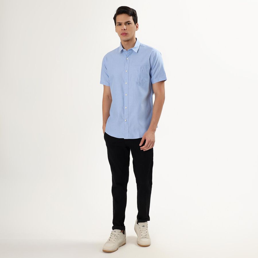 Men's Light Blue Regular Collar Casual Shirt, Mid Blue, large image number null