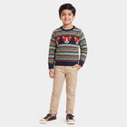 Boys' Navy Blue Crew Neck Printed Pullover, नेवी ब्लू, small