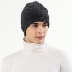 Men's Charcoal Grey Textured Beanie Cap, Charcoal, small image number null