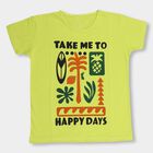 Girls' Bright Yellow Cotton Blend Round Neck Casual T-Shirt, Yellow, small image number null