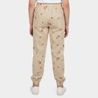 Girls' Beige Jogger Fit Striped Printed Cotton Blend Pyjama, गहरा पीला, small
