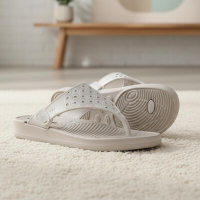 Women's Beige Toe-Post Flip-Flops