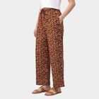 Women Brown Wide Leg Printed Trousers, भूरा, small