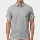Men's Light Green Cotton Half Sleeve Mandarin Collar Casual Shirt, Light Green, small
