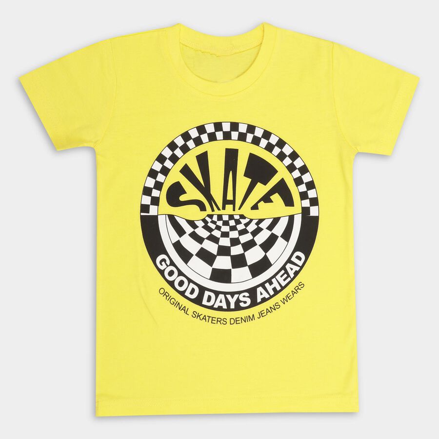 Boys' 100% Cotton Half Sleeves T-Shirt, Yellow, large image number null