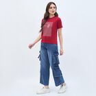 Women's Classic Blue Wide Leg Cargo Jeans, Mid Blue, small image number null