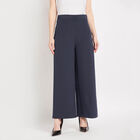 Solid Flared Trousers, Teal Blue, small image number null