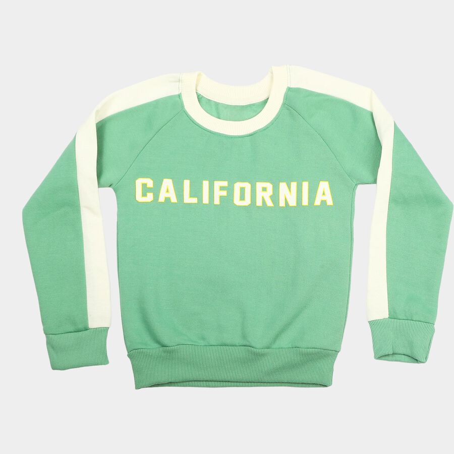 Boys' Dark Green Crew Neck Pullover Sweatshirt, Dark Green, large