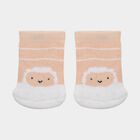 Infants Peach and Beige Regular Fit Cartoon Design Pack of 2 Socks, Beige, small image number null