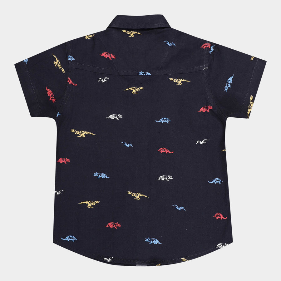 Boys All Over Print Casual Shirt, नेवी ब्लू, large image number null