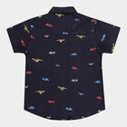 Boys All Over Print Casual Shirt, Navy Blue, small image number null