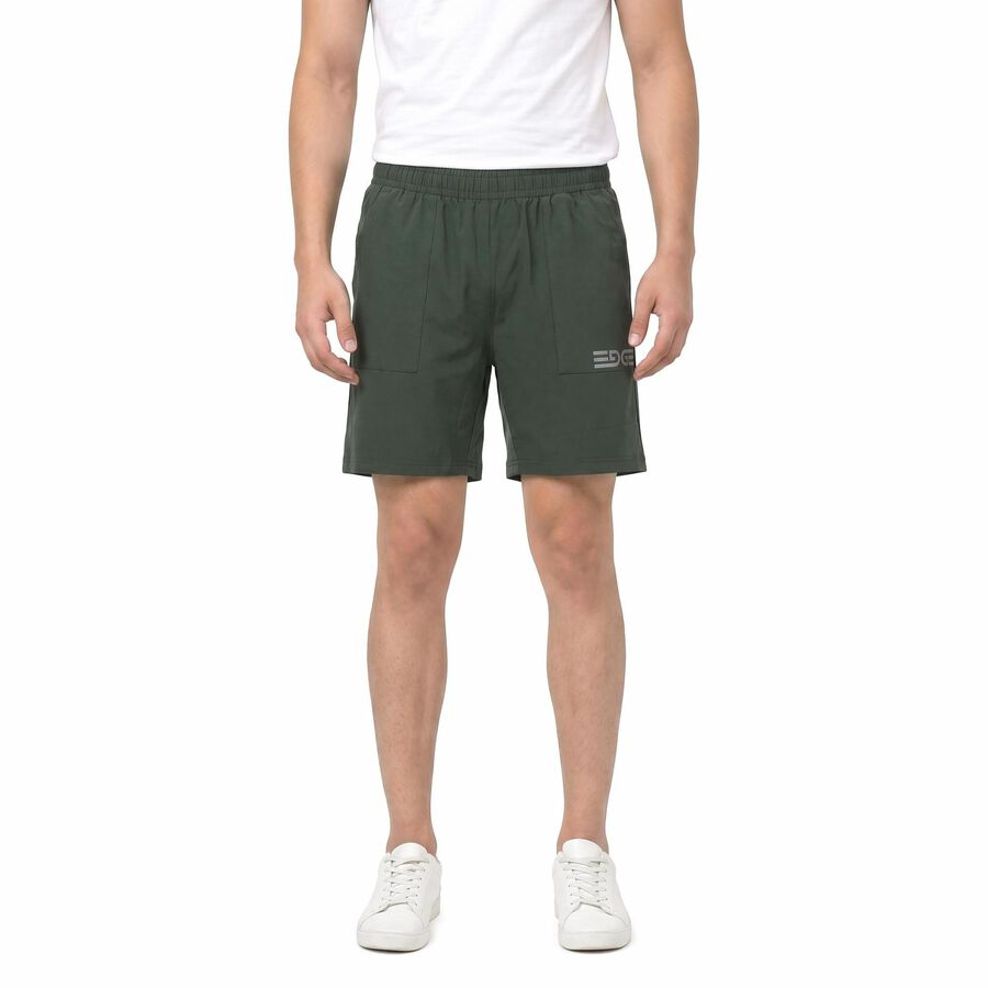 Men's Green Regular Fit Basic Shorts, हल्का हरा, large