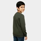Boys Olive Green Crew Neck Graphic Sweatshirt, ओलिव, small image number null