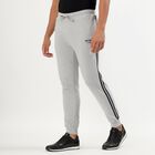 Men's Light Ash Grey Regular Fit Side-Striped Track Pants, Melange Light Grey, small image number null