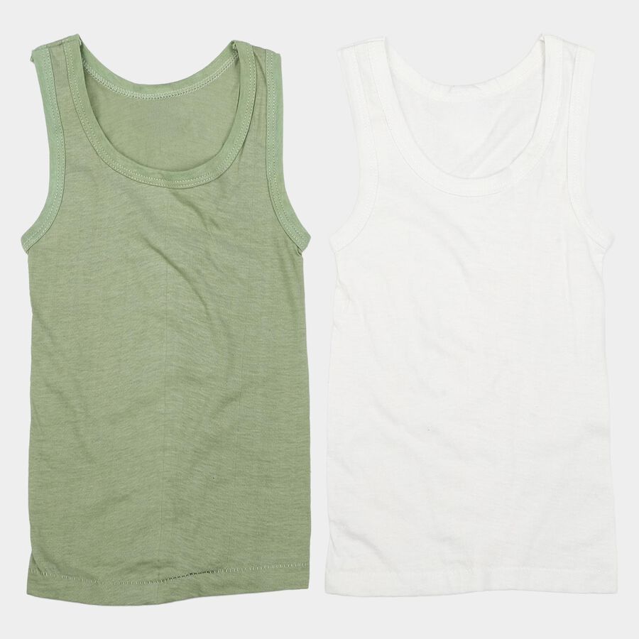 Boys Mint Green Cotton Round Neck Waistcoat Vest, हल्का हरा, large