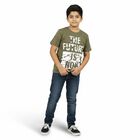 Boys Muted Olive Crew Neck Casual T-Shirt, ओलिव, small image number null
