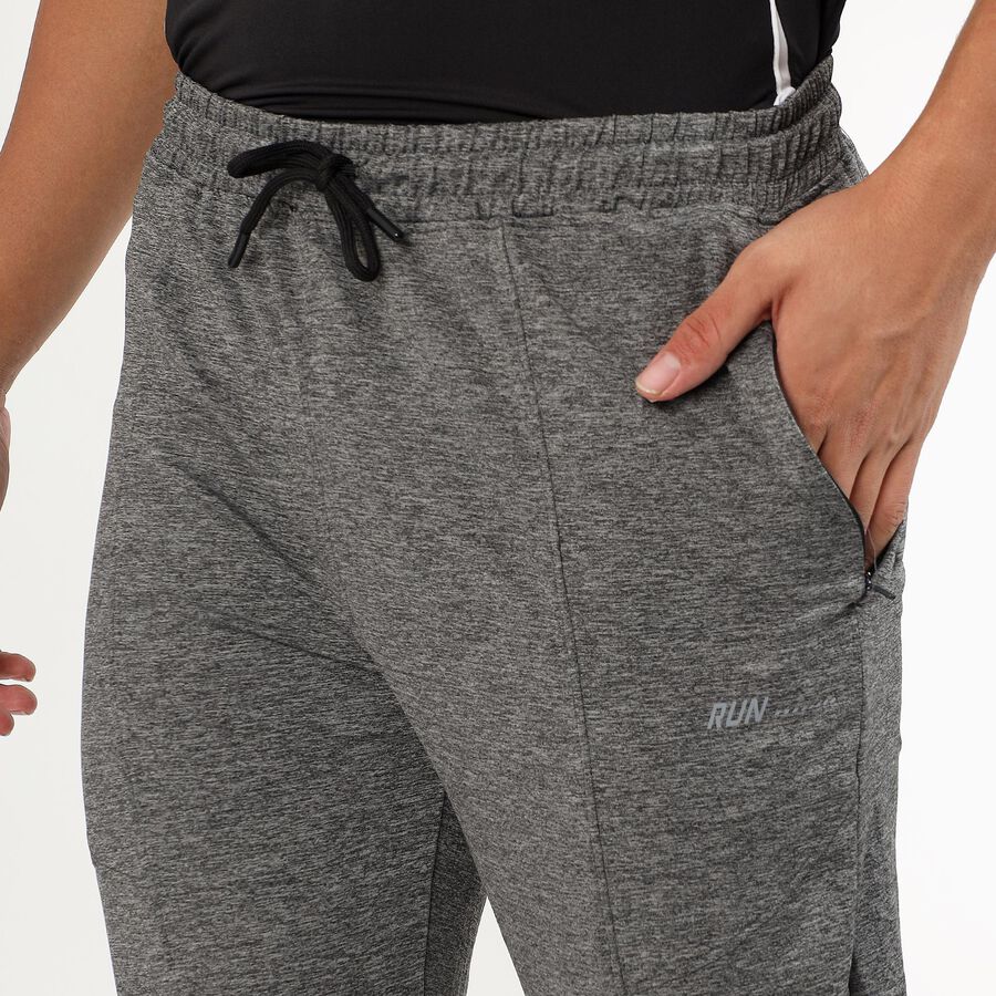 Men's Heathered Steel Grey Slim Fit Active Track Pants, Light Grey, large image number null