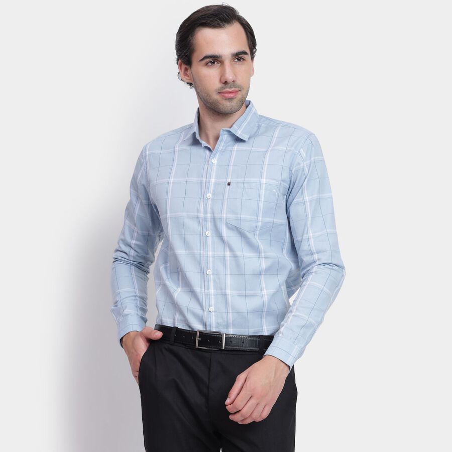 Men's 100% Cotton Casual Shirt, हल्का नीला, large image number null