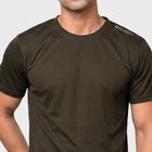 Men Olive Green Round Neck Regular T-Shirt, Olive, small