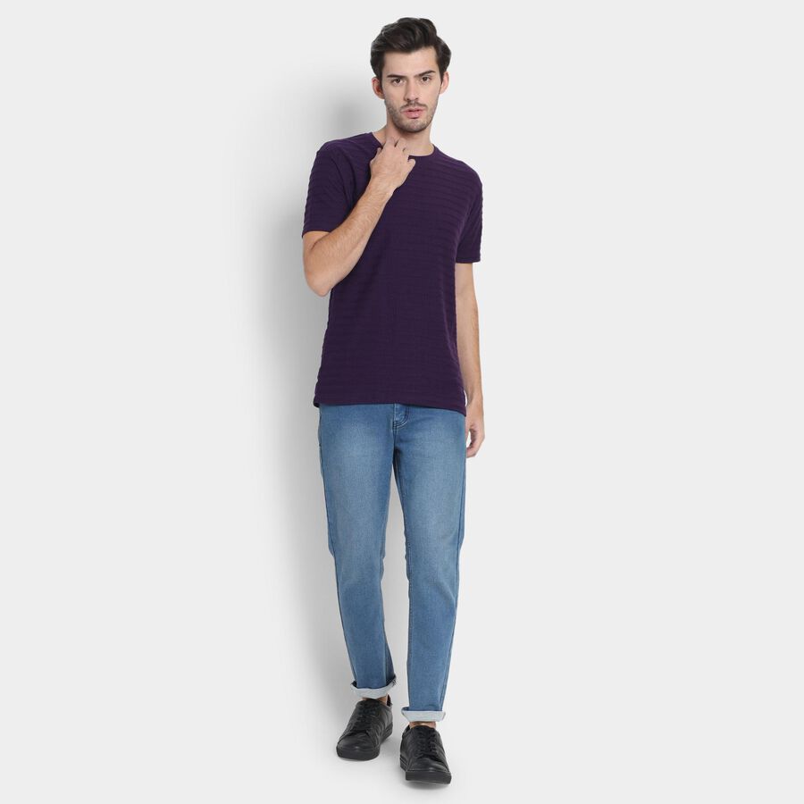 Men's Round Neck Half Sleeves T-Shirt , Purple, large image number null