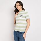 Ladies'  Stripes Round Neck T-Shirt, Light Green, small image number null