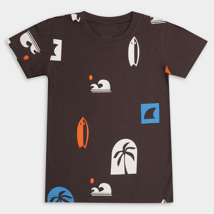 Boys' 100% Cotton Half Sleeves T-Shirt , Charcoal, large image number null
