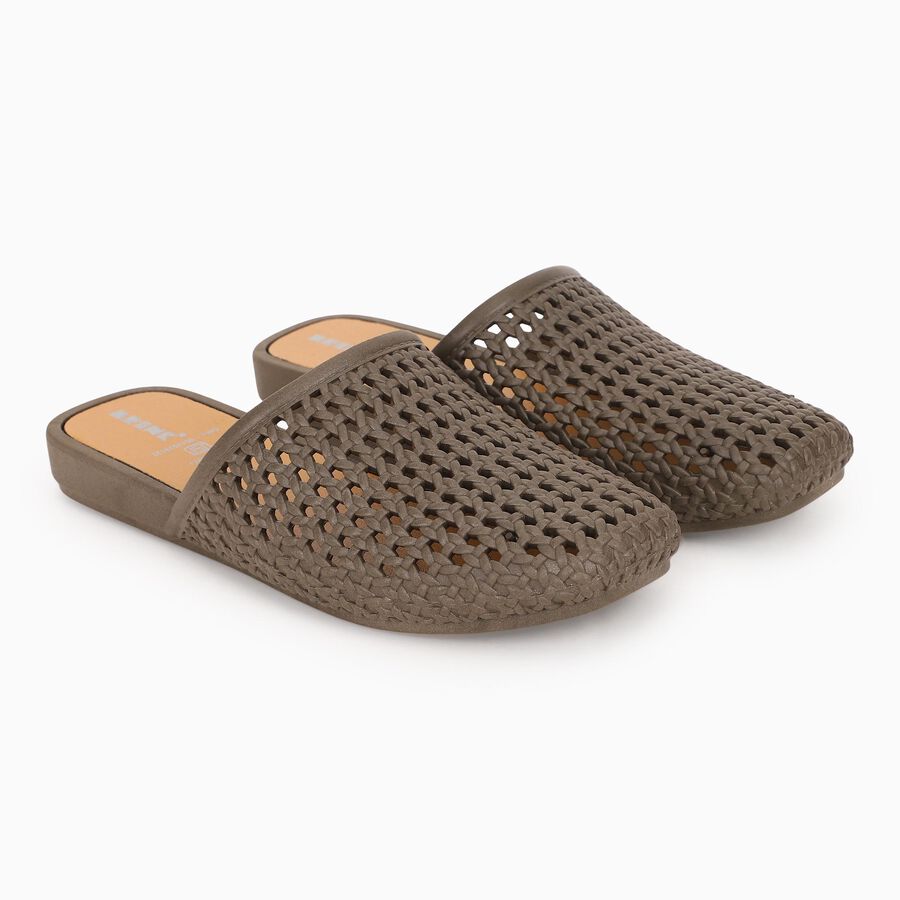 Women's Taupe Woven Slip-On Mules, Brown, large