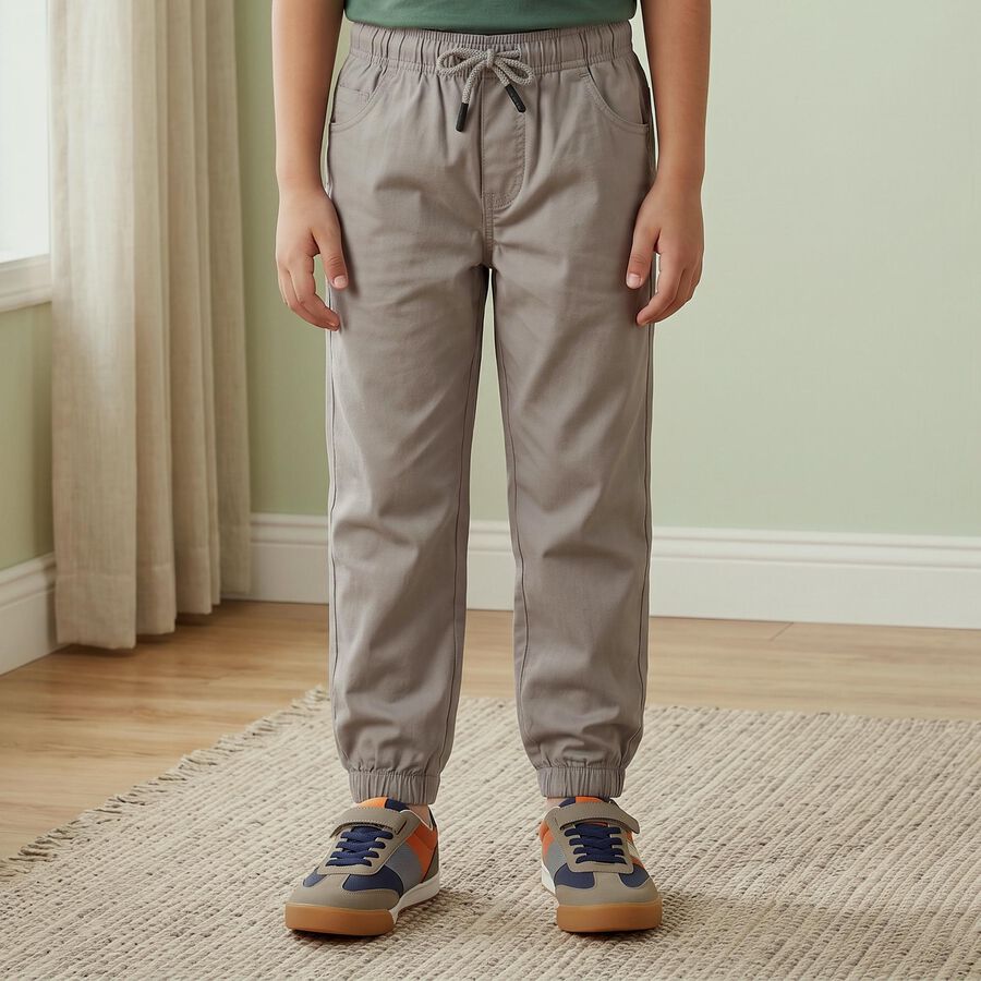 Boys Grey Jogger Trousers, Light Grey, large