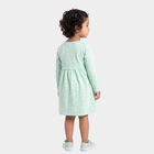 Girls' Mint Green Fit and Flare Polka Dot Applique Frock, Light Green, small