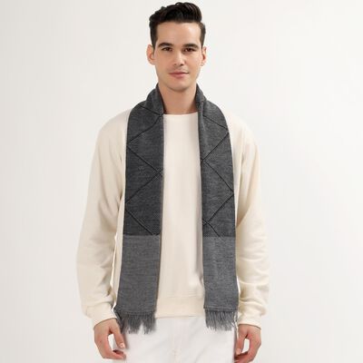 Men's Muted Charcoal Grey Acrylic Geometric Muffler