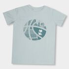 Boys' Light Sage Green Cotton Round Neck Half Sleeve T-Shirt, Light Green, small image number null