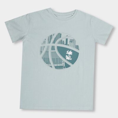 Boys' Light Sage Green Cotton Round Neck Half Sleeve T-Shirt
