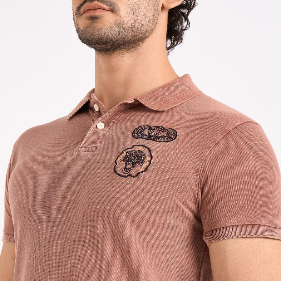 Men's 100% Cotton Collared Half Sleeves T-Shirt , गुलाबी, large image number null
