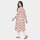 Women's Red Notch Neck Printed Kurti, Red, small