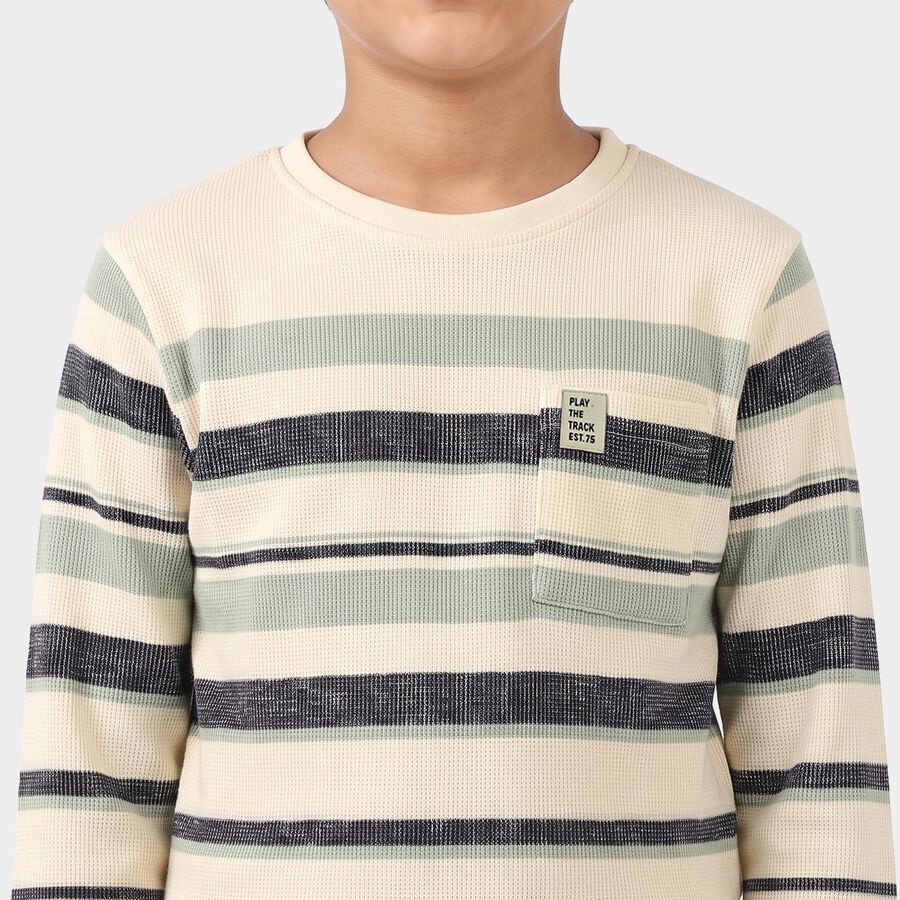 Boys' Light Green Round Neck Regular T-Shirt, Light Green, large