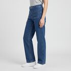 Women's Blue Straight Fit High-Rise Patch Pocket Jeans, Light Blue, small