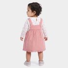 Infants' Pink Cotton Fit and Flare Embroidered Pinafore Frock, Light Pink, small