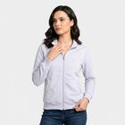 Women Light Blue High Neck Zip-Up Sweatshirt, Light Blue, small