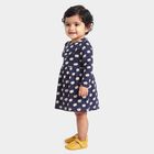 Infants' Navy Blue Floral Printed Fit and Flare Frock, नेवी ब्लू, small