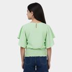 Girls Mint Light Green Round Neck Casual T-Shirt, Light Green, small