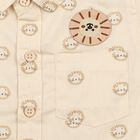 Infants Beige 100% Cotton Animal Print Collar Regular Fit Shirt, Beige, small