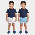 Boys White Regular Fit Printed Trunks, सफ़ेद, small