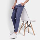 Men's Slim Fit Casual Trousers, मध्यम नीला, small image number null