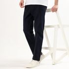 Men's Deep Navy Blue Slim Fit Flat-Front Casual Trousers, Navy Blue, small image number null
