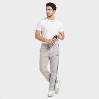 Men's Grey Regular Fit Side-Striped Track Pants, मिश्रित मध्यम ग्रे, small