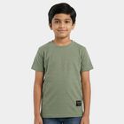Boys Green Round Neck Casual Boys T-Shirt, हल्का हरा, small