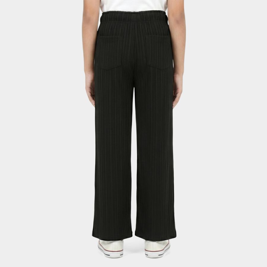 Girls Black Wide Leg Drawstring Trousers, Black, large